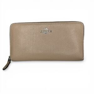 COACH 58059 Accordion Zip Wallet Polished Pebble Leather - Taupe